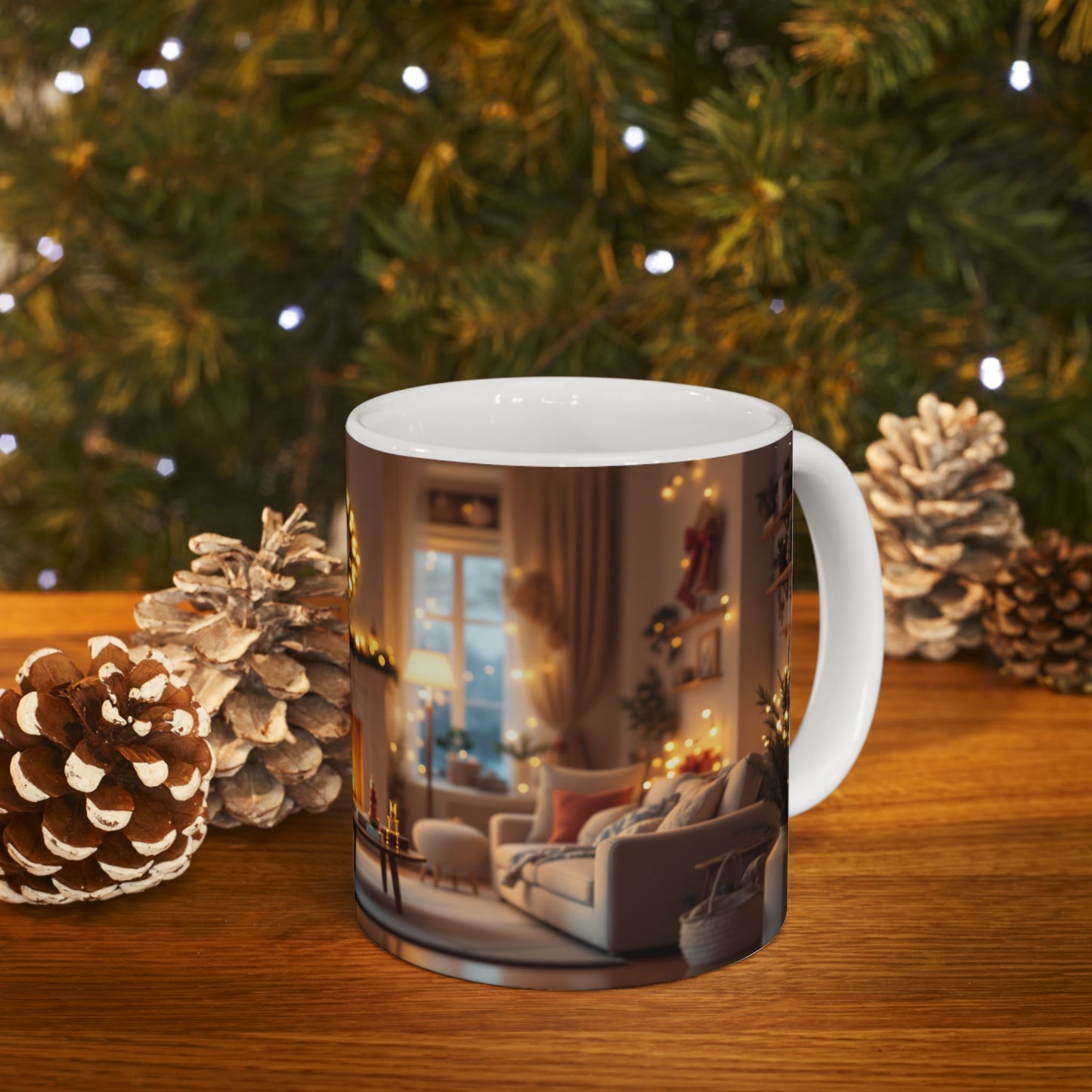 Cozy Holiday Ceramic Mug, Christmas mug, winter decor, warm beverage cup, festive kitchenware, gift for him or her
