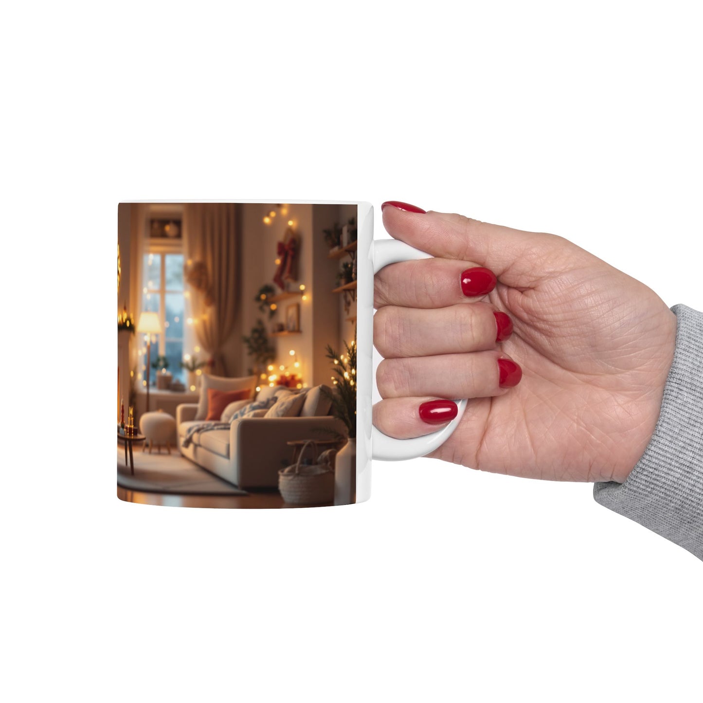 Cozy Holiday Ceramic Mug, Christmas mug, winter decor, warm beverage cup, festive kitchenware, gift for him or her