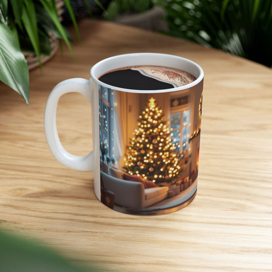 Cozy Holiday Ceramic Mug, Christmas mug, winter decor, warm beverage cup, festive kitchenware, gift for him or her