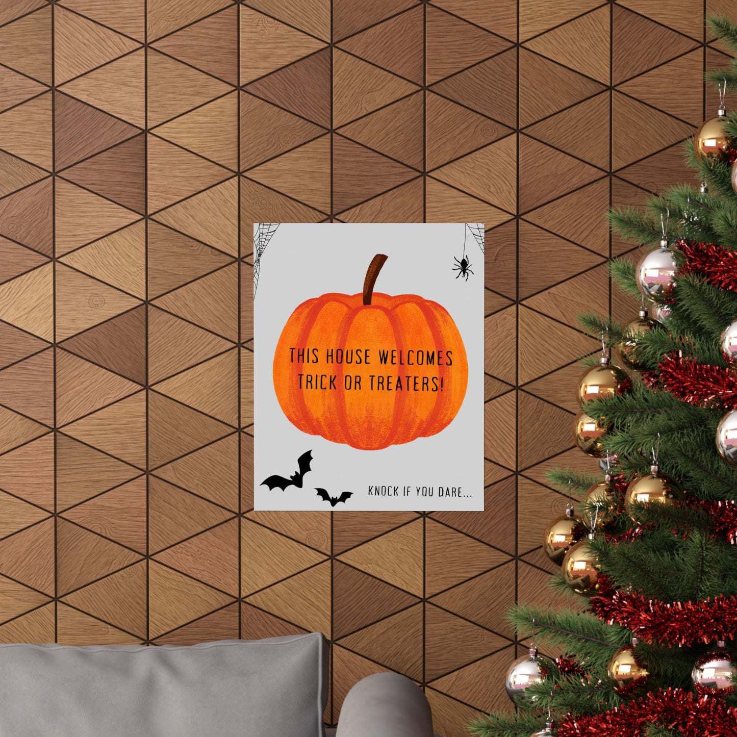 Halloween Welcome Poster - Spooky Decor, Trick or Treat, Fall Decor, Pumpkin Halloween Sign, Home Greeting Decoration