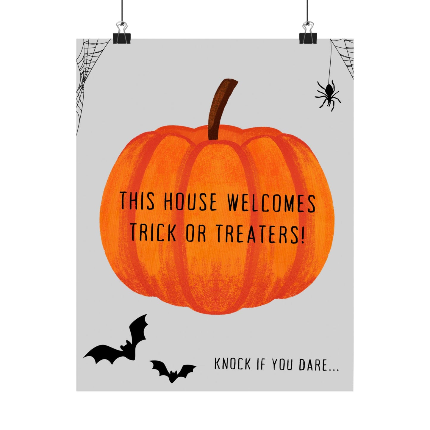 Halloween Welcome Poster - Spooky Decor, Trick or Treat, Fall Decor, Pumpkin Halloween Sign, Home Greeting Decoration