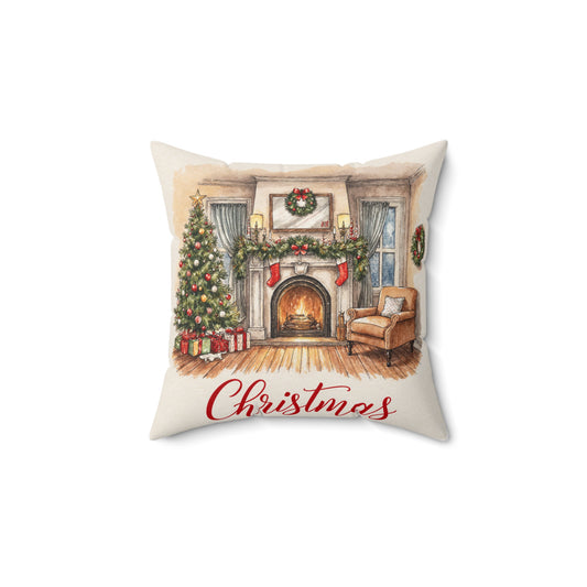 Cozy Christmas Square Pillow, Holiday Decor, Festive Home Accent, Winter Decoration, Christmas Gift Idea
