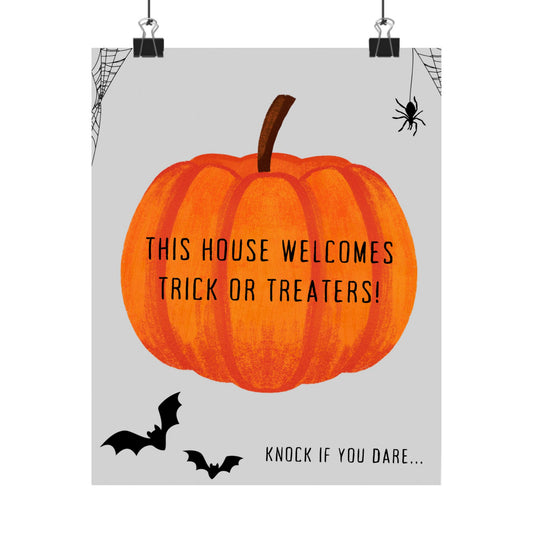 Halloween Welcome Poster - Spooky Decor, Trick or Treat, Fall Decor, Pumpkin Halloween Sign, Home Greeting Decoration