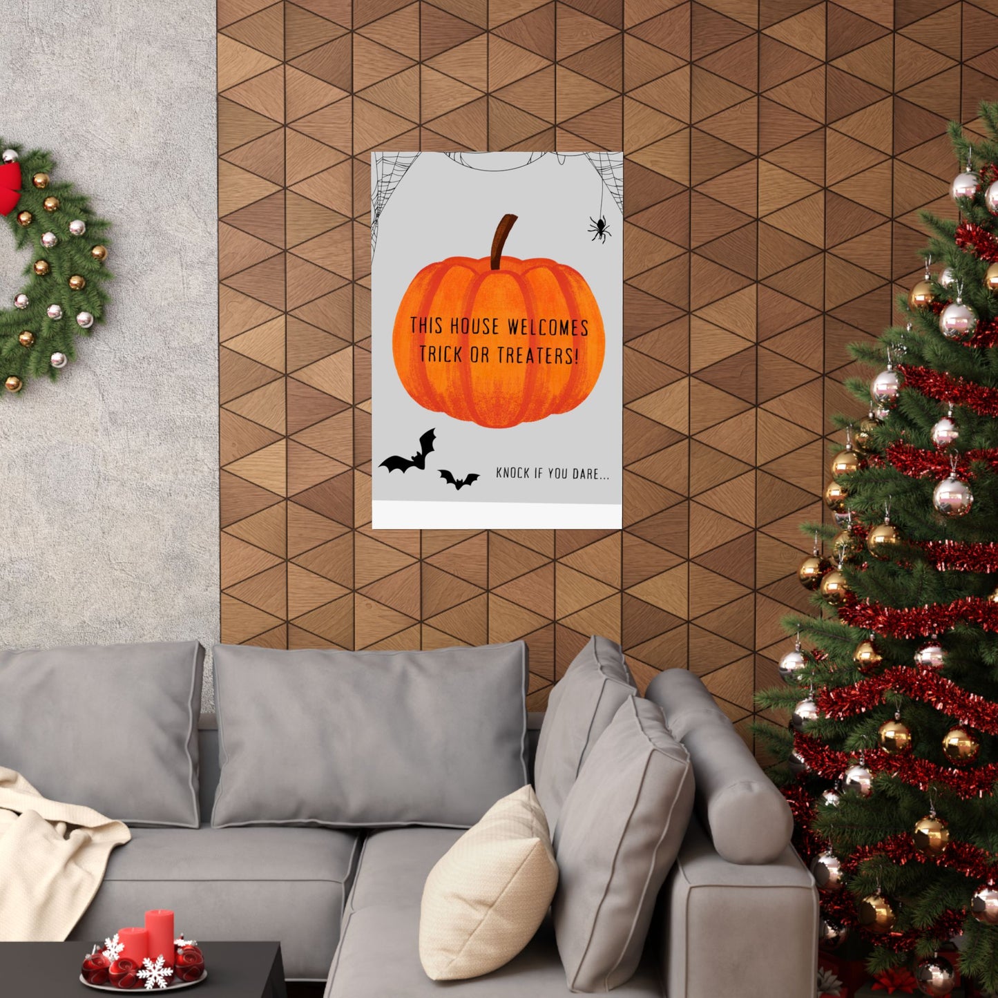 Halloween Welcome Poster - Spooky Decor, Trick or Treat, Fall Decor, Pumpkin Halloween Sign, Home Greeting Decoration