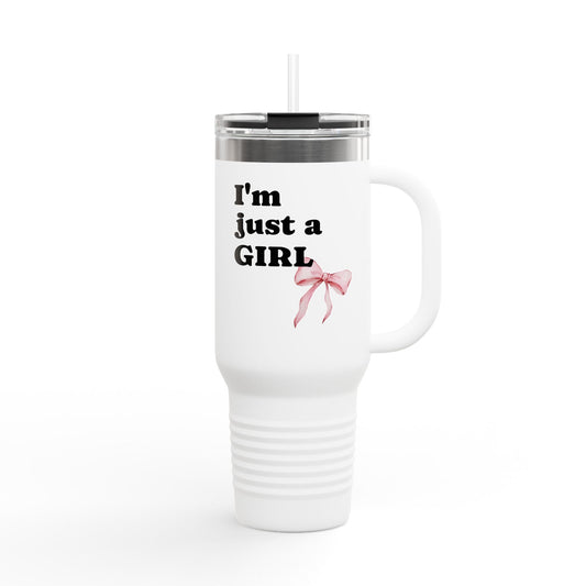 Chic Insulated Travel Mug for Girls, 40 oz, sassy travel cup, perfect gift for her, stylish tumbler, pink ribbon design, keeps drinks [...]