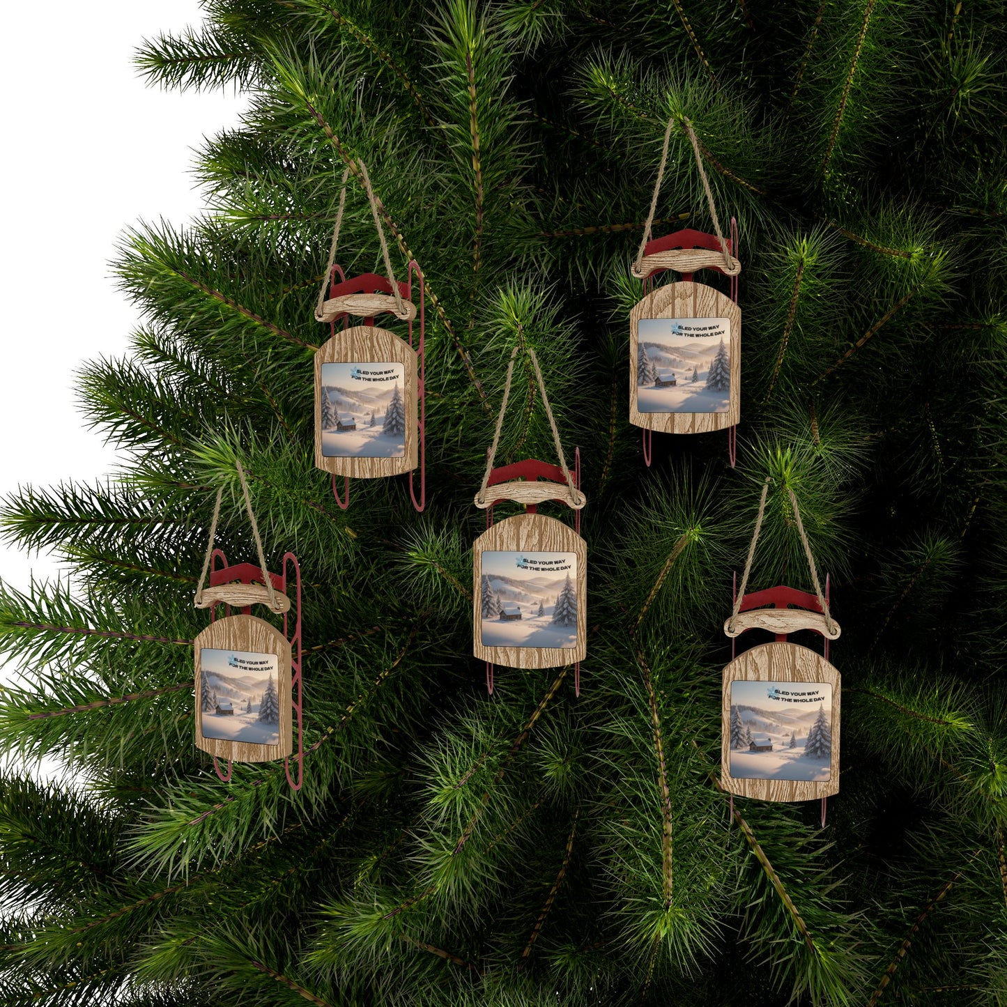 Wooden Sled Ornament, Charming Rustic Holiday Decor, Winter Wonderland Gift, Unique Christmas Decoration, Cozy Cabin Keepsake
