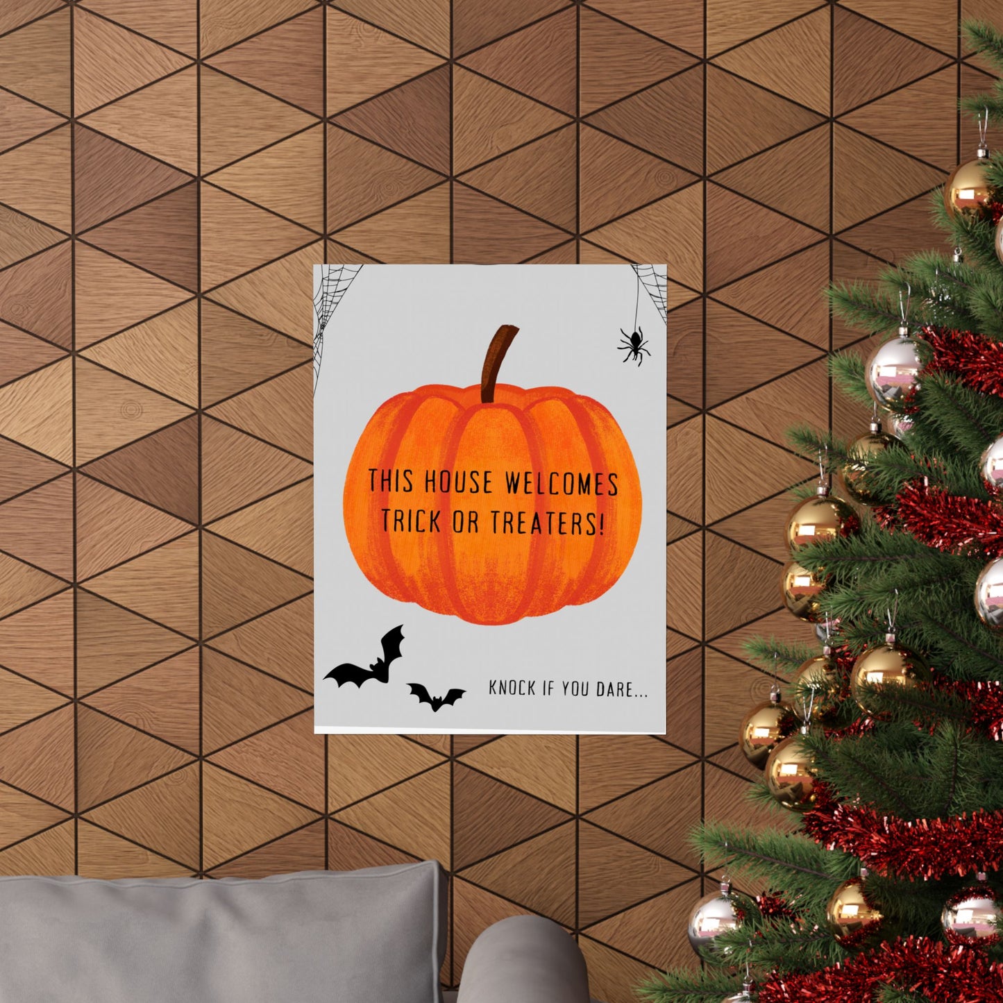 Halloween Welcome Poster - Spooky Decor, Trick or Treat, Fall Decor, Pumpkin Halloween Sign, Home Greeting Decoration
