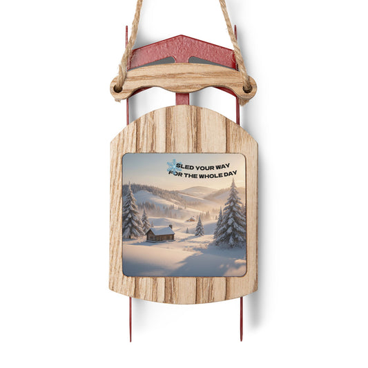 Wooden Sled Ornament, Charming Rustic Holiday Decor, Winter Wonderland Gift, Unique Christmas Decoration, Cozy Cabin Keepsake