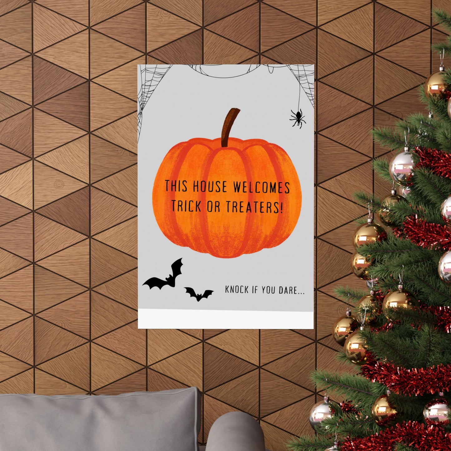 Halloween Welcome Poster - Spooky Decor, Trick or Treat, Fall Decor, Pumpkin Halloween Sign, Home Greeting Decoration